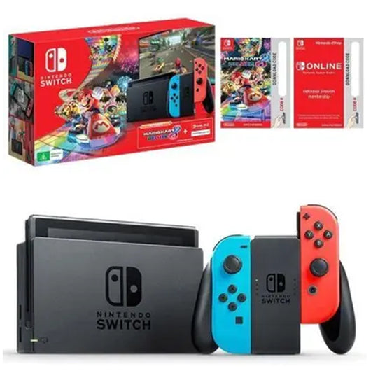 Nintendo Switch – Gaming Console Bundle with Mario Kart 8 Deluxe & 3-Month Nintendo Switch Online Membership