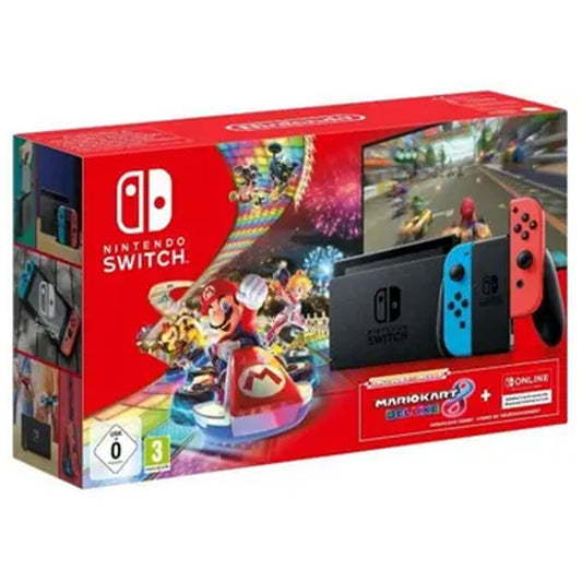 Nintendo Switch – Gaming Console Bundle with Mario Kart 8 Deluxe & 3-Month Nintendo Switch Online Membership